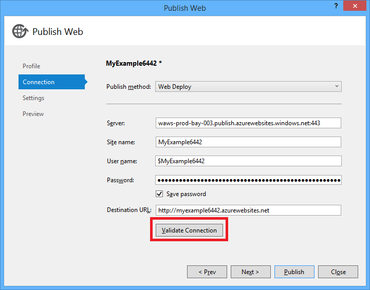 Validate connection